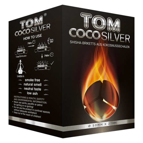 TOM COCO Silver 1kg 3 Block Kokoskohle