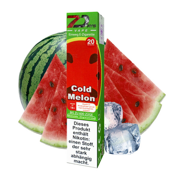 7 Days Vape Cold Melon 20mg 600 Puffs