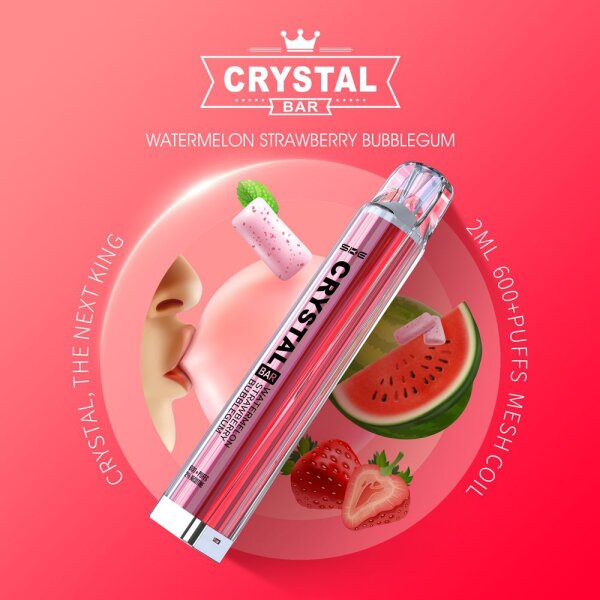 Crystal Bar 600 - Watermelon Strawberry Bubblegum - 20mgl/ml 600 Züge