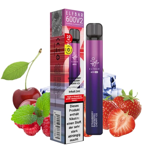 Elfbar 600 V2 CP - Strawberry Raspberry Cherry Ice - 20mg