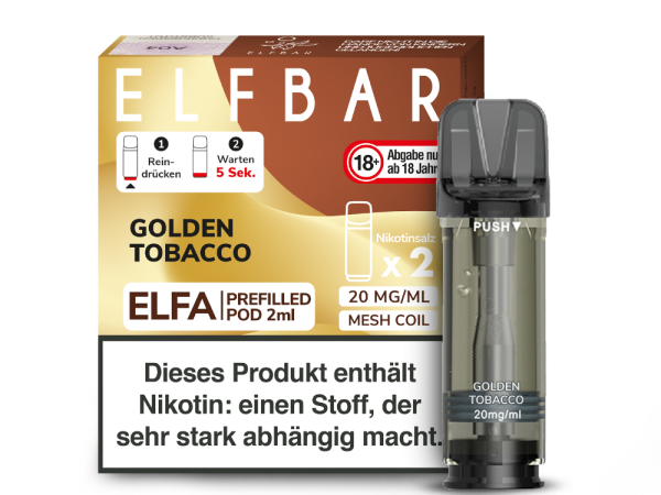 Elfbar Elfa Pod - Golden Tobacco - 20mg 2Stk