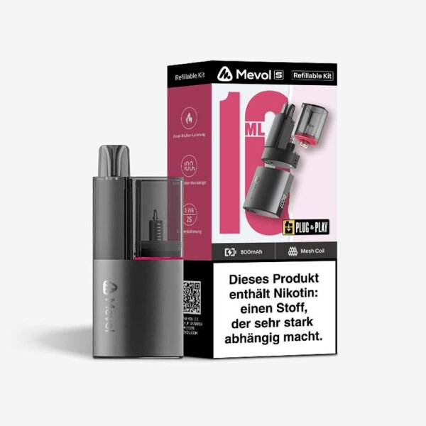 Mevol S Refillable Kit + 0ml Pod - Weltraum Grau